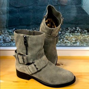 Marc Fisher Gray Suede boots booties Parole 8 Moto